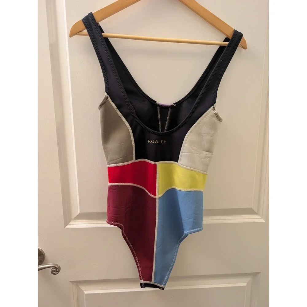 Cynthia Rowley Neoprene Colorblock Prism One Piece Swimsuit Beach Resort Pool M